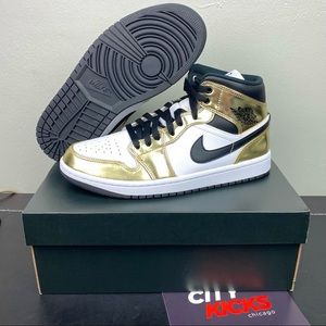 Nike Air Jordan 1 Mid SE Metallic Gold Shoes